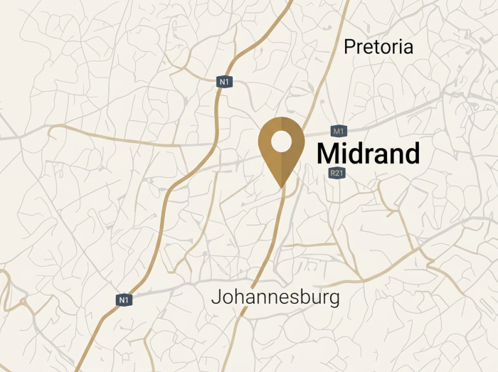 Map showing Innovation Worx parks in Midrand